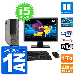 PC Dell 7020 SFF Ecran 19" Intel i5-4570 RAM 4Go Disque Dur 1To Windows 10 Wifi - Occasion