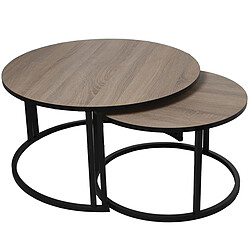 Jeu de 2 tables Alexandra House Living Marron Noir Bois