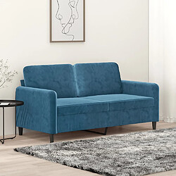 vidaXL Canapé à 2 places Bleu 140 cm Velours