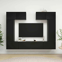 Maison Chic Ensemble de meubles TV 6 pcs | Banc TV Moderne pour salon | Meuble de Rangement - Noir Aggloméré -MN71233