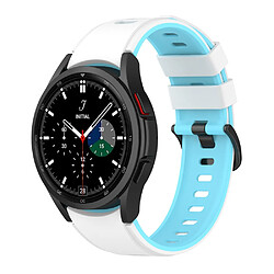 Bracelet en silicone bicolore, respirant, blanc/bleu ciel pour votre Samsung Watch4 40mm 44mm/Watch4 Classic 42mm 46mm/Watch Active2 40mm 44mm/Watch3 41mm