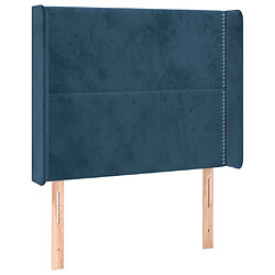 Maison Chic Tête de lit moderne avec oreilles pour chambre - Décoration de lit Bleu foncé 83x16x118/128 cm Velours -MN86089