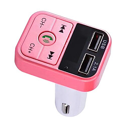 Prise en charge du transmetteur CarFM Bluetooth sans fil avec carte TF et chargeur double USB rose