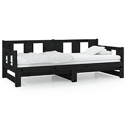 vidaXL Lit coulissant sans matelas noir 2x(80x200)cm