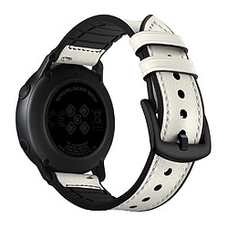 Bracelet en cuir véritable blanc pour votre Garmin Vivoactive 3/Vivomove HR