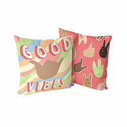 Happy Friday Housse de coussin HappyFriday Aware Good vibes Multicouleur 50 x 50 cm 2 Pièces 