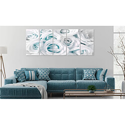 Artgeist Tableau - Satin Rose (5 Parts) Narrow Turquoise [200x80]