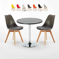 Ahd Amazing Home Design Table Ronde Noire 70x70cm 2 Chaises Colorées Intérieur Bar Café Nordica Cosmopolitan