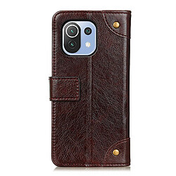 Etui en PU Texture Nappa avec support café pour votre Xiaomi Mi 11 Lite 4G/5G