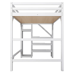 ComfortXL Lit Pour Enfant 140*200 Cm Avec Sommier À Lattes, Escalier À Marches, Blanc pas cher