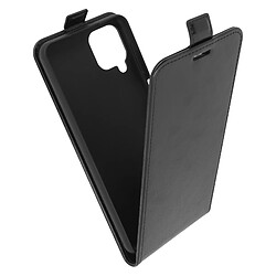 Avizar Étui Samsung Galaxy A12 Clapet Vertical Porte-carte Effet Lisse Noir