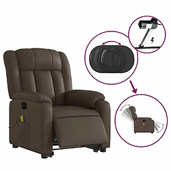 Maison Chic Fauteuil Relax pour salon, Fauteuil inclinable de massage électrique marron similicuir -GKD77737 pas cher