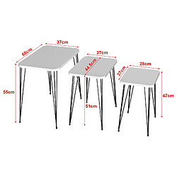 Helloshop26 Set de 3 tables d'appoint rectangulaires gigognes blanc noir 03_0008397