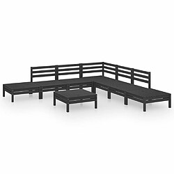 Maison Chic Salon de jardin 8 pcs - Table et chaises d'extérieur - Mobilier/Meubles de jardin Moderne Bois de pin massif Noir -MN66565