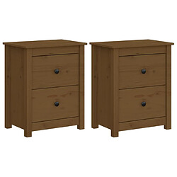 Maison Chic Lot de 2 Tables de chevet - Tables de Nuit Marron miel 50x35x61,5 cm Bois pin massif