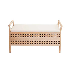 Mendler Banc de rangement HWC-B61, coffre de linge avec coussin et compartiment de rangement, bois de noyer 50x89x40cm pas cher