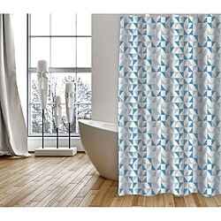 MSV Rideau de douche Polyester CALENDO 180x200cm QUALITÉ PREMIUM Bleu - Anneaux inclus