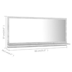 vidaXL Miroir de salle de bain Gris béton 80x10,5x37cm Bois ingénierie pas cher