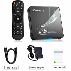 X88 Pro 12 Décodeur Rk3318 Android 12.0 Hd Double Bande Wifi6 Bluetooth Tv Box Noir 4Gb 64Gb Eu Plug