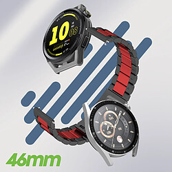 Avis Avizar Bracelet pour Huawei Watch GT Runner / Watch GT 3 46mm Maille Acier Noir / Rouge