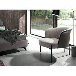 Avis Angel Cerda Fauteuil en tissu gris et croûte de cuir gris foncé