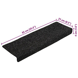 vidaXL Tapis de marches d'escalier 10 pcs Noir 65x21x4 cm Aiguilleté pas cher