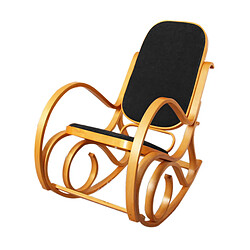 Mendler Rocking-chair, fauteuil à bascule M41 ~ imitation bois de chêne, assise en similicuir noir