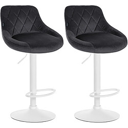 Non Lot de 2 tabourets de bar Lazio velours blanc