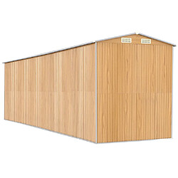 Avis Helloshop26 Abri de jardin cabane cabanon maison de stockage remise extérieur hangar outils robuste clair 192 x 689 x 223 cm acier galvanisé marron 02_0022308