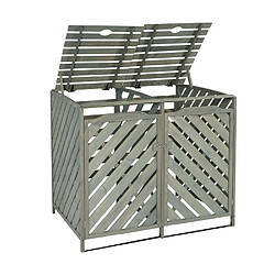 Avis Decoshop26 Abris poubelles pour poubelles d'une capacité de 60 à 240 litres 121 x 133 x 98 cm bois de sapin gris 04_0007008