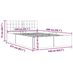 vidaXL Cadre de lit à rangement hydraulique sans matelas 140x200 cm pas cher