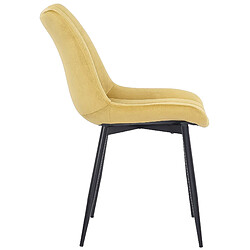 Avis Decoshop26 Chaise de salle à manger x1 couture décorative vertical avec pieds en métal noir mat et assise en velours jaune 10_0002331