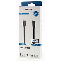 HAMA Câble USB-C, mâle USB-C - mâle mini-USB-B, USB 2.0, 480 Mbit/s, 0,75 m