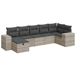 vidaXL Salon de jardin avec coussins 7 pcs gris clair résine tressée