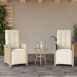 vidaXL Chaises inclinables de jardin lot de 2 avec repose-pied rotin