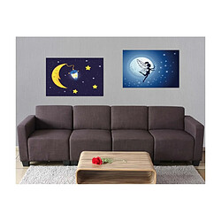 Decoshop26 Toile de décoration murale x2 LED tableau illuminé motif fée/lune DEC04013