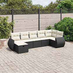 Maison Chic Ensemble Tables et chaises d'extérieur 7pcs avec coussins,Salon de jardin noir résine tressée -GKD123616