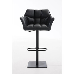 Decoshop26 Tabouret de bar chaise haute de comptoir couture carrées assise en PVC noir cadre en métal noir 10_0004673