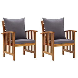 vidaXL Chaises de jardin avec coussins lot de 2 Bois d'acacia massif 