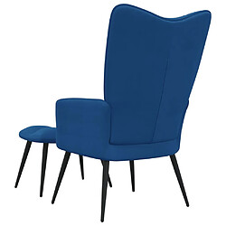 Avis vidaXL Chaise de relaxation avec tabouret Bleu Velours