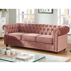 Vente-Unique Canapé 3 places et 2 fauteuils CHESTERFIELD - Velours rose pastel