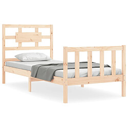 Maison Chic Cadre/structure de lit avec tête de lit pour adulte - Lit Moderne Chambre 90x200 cm bois massif -MN16599