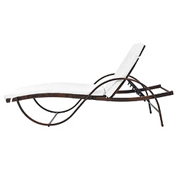 Acheter vidaXL Chaise longue avec coussin Résine tressée Marron