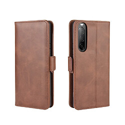 Etui en PU boucle déployante double avec support marron foncé pour votre Sony Xperia 10 II