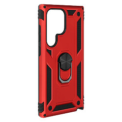 Avizar Coque pour Samsung Galaxy S24 Ultra Hybride Bague Support Magnétique Rouge