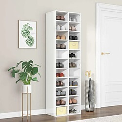 Maison Chic Armoire à Chaussures,Meuble de Rangement à Chaussures blanc brillant 54x34x183cm bois ingénierie -MN96356