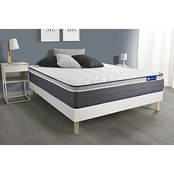 ACTISOM Ensemble matelas ACTIFLEX PLUS 180x200 Ressorts ensachés+Mémoire de forme Maxi épaisseur 7zones confort + sommier KIT blanc