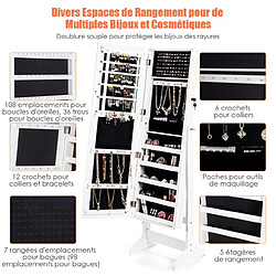 Helloshop26 Armoire à bijoux sur pied avec miroir psyché inclinable à 4 angles rangement et présentoir pour bijoux blanc 20_0005414