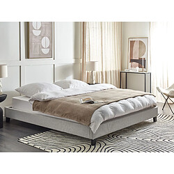 Beliani Lit double en tissu 180 x 200 cm gris clair ROANNE