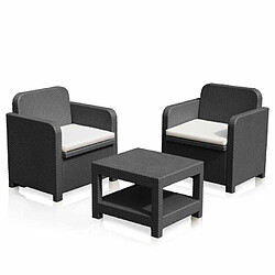 Salon de Jardin et Fauteuils pour extérieurs Grand Soleil Giglio Bar Poly-Rotin 2 Places, Couleur: Noir